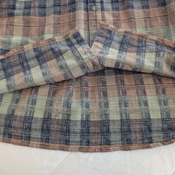 CARBON 2 COBALT Shirt Men's L Multicolor Plaid Casual Pocket Button Long Sleeve - Picture 8 of 13